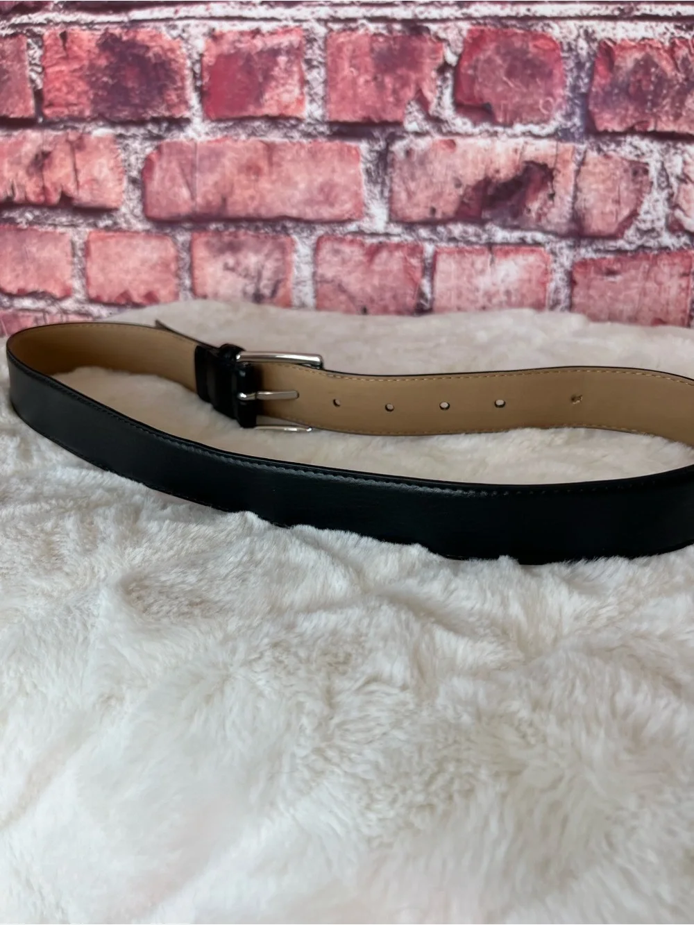 Michael Kors Black Leather Belt with Silver 'M' Accent